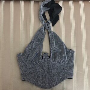 Silver Corset Halter Top
